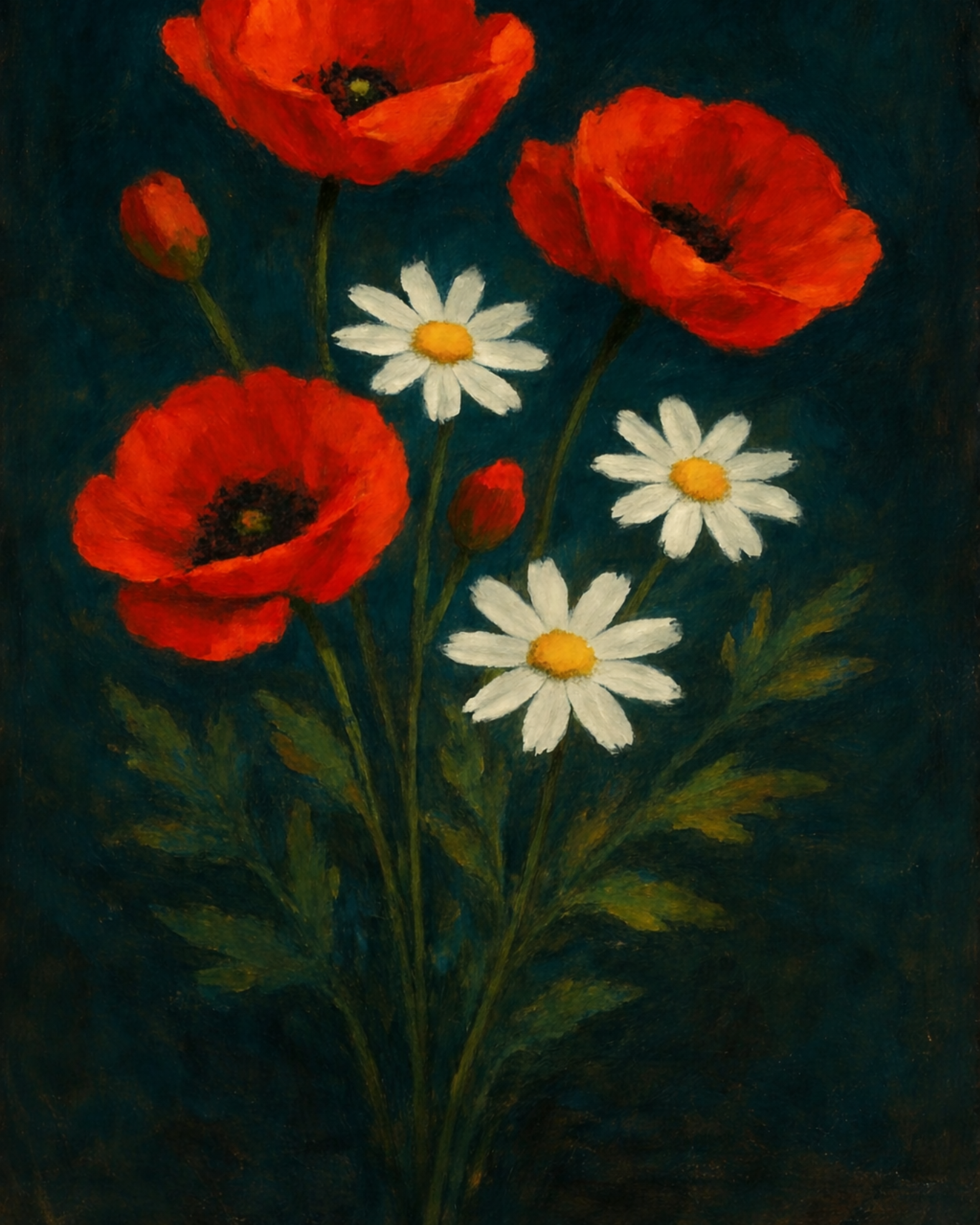 Poppies artwork cropped to 4:5 — edges lost