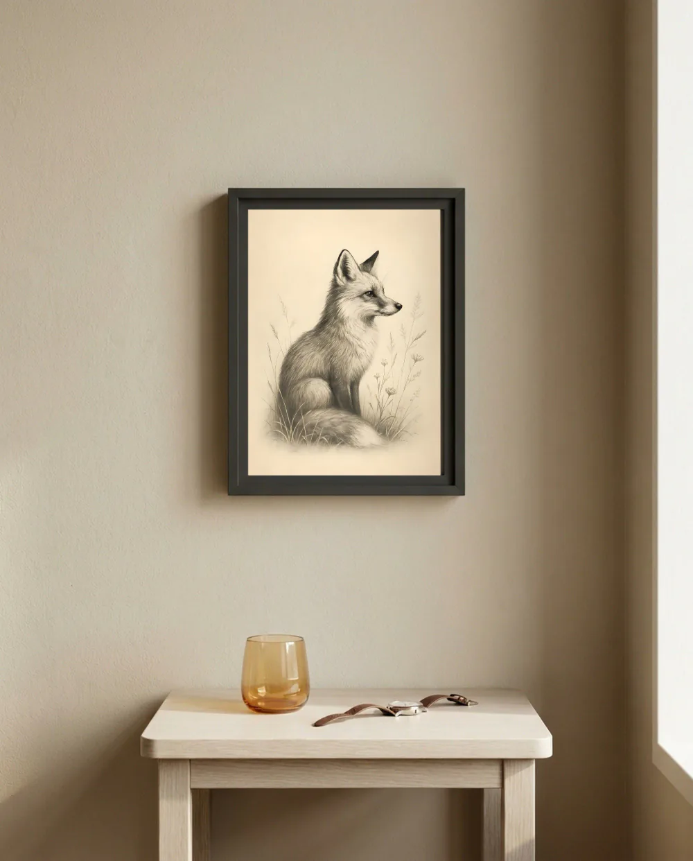 Fox Drawing staged in a bedside