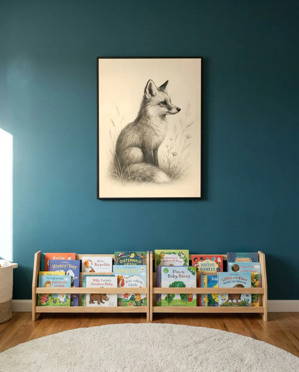 Fox Drawing staged in a kids' room