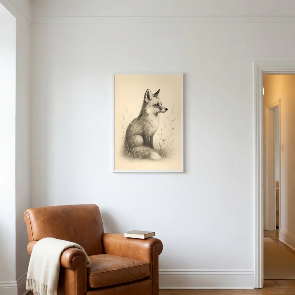 Fox Drawing staged in a living room