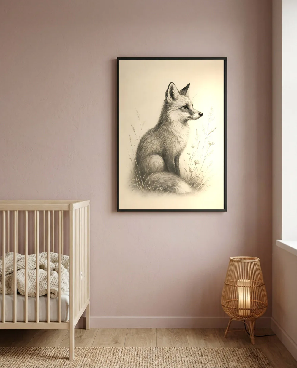 Fox Drawing staged in a nursery