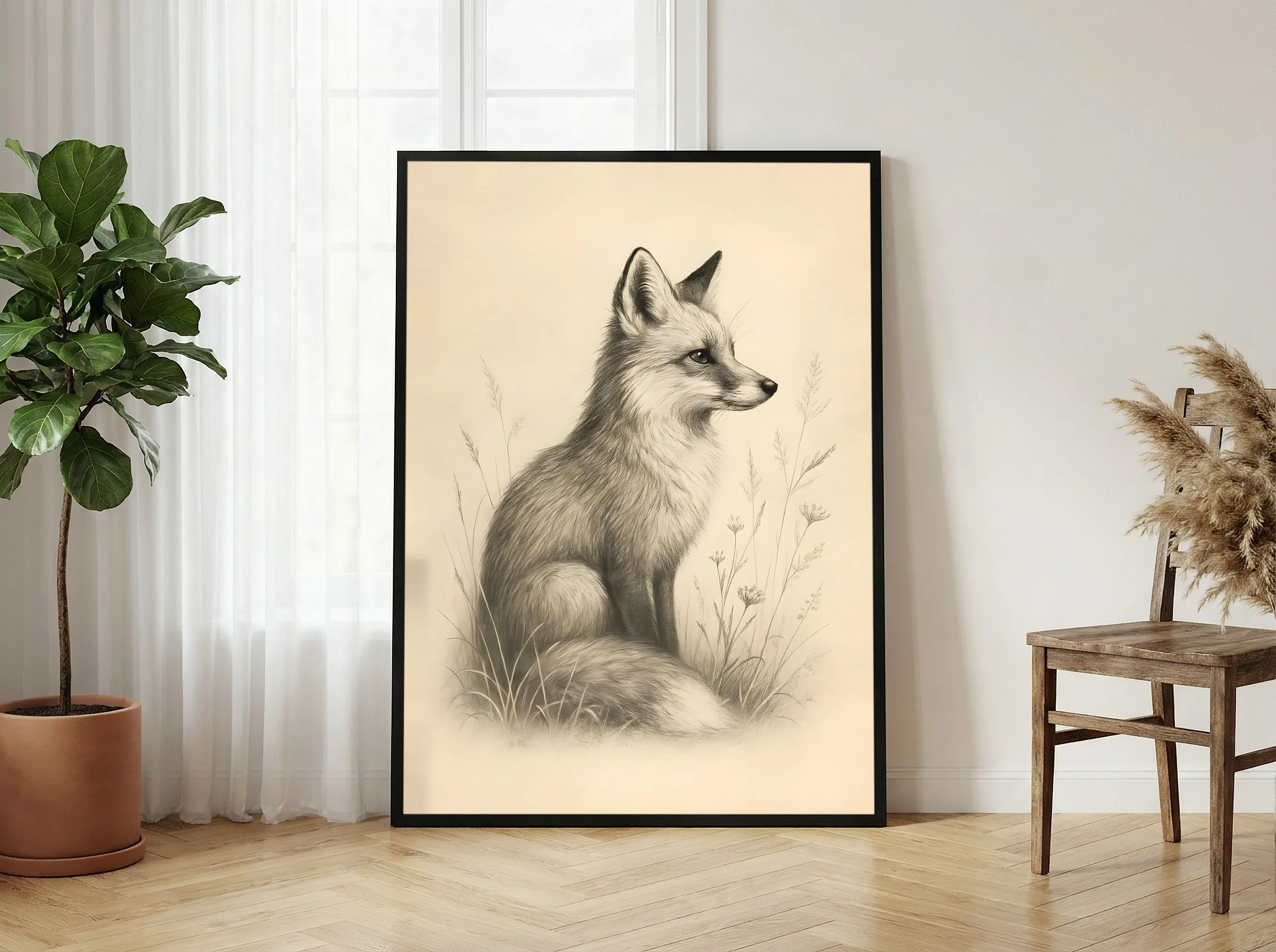 Fox Sketch staged in a sunroom