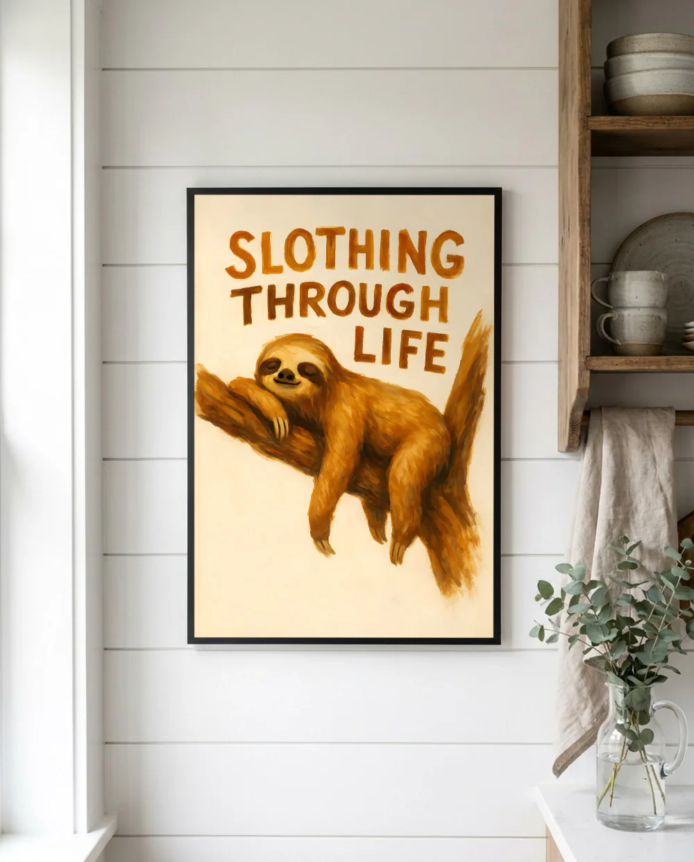 Slothing Through Life staged in a farmhouse kitchen