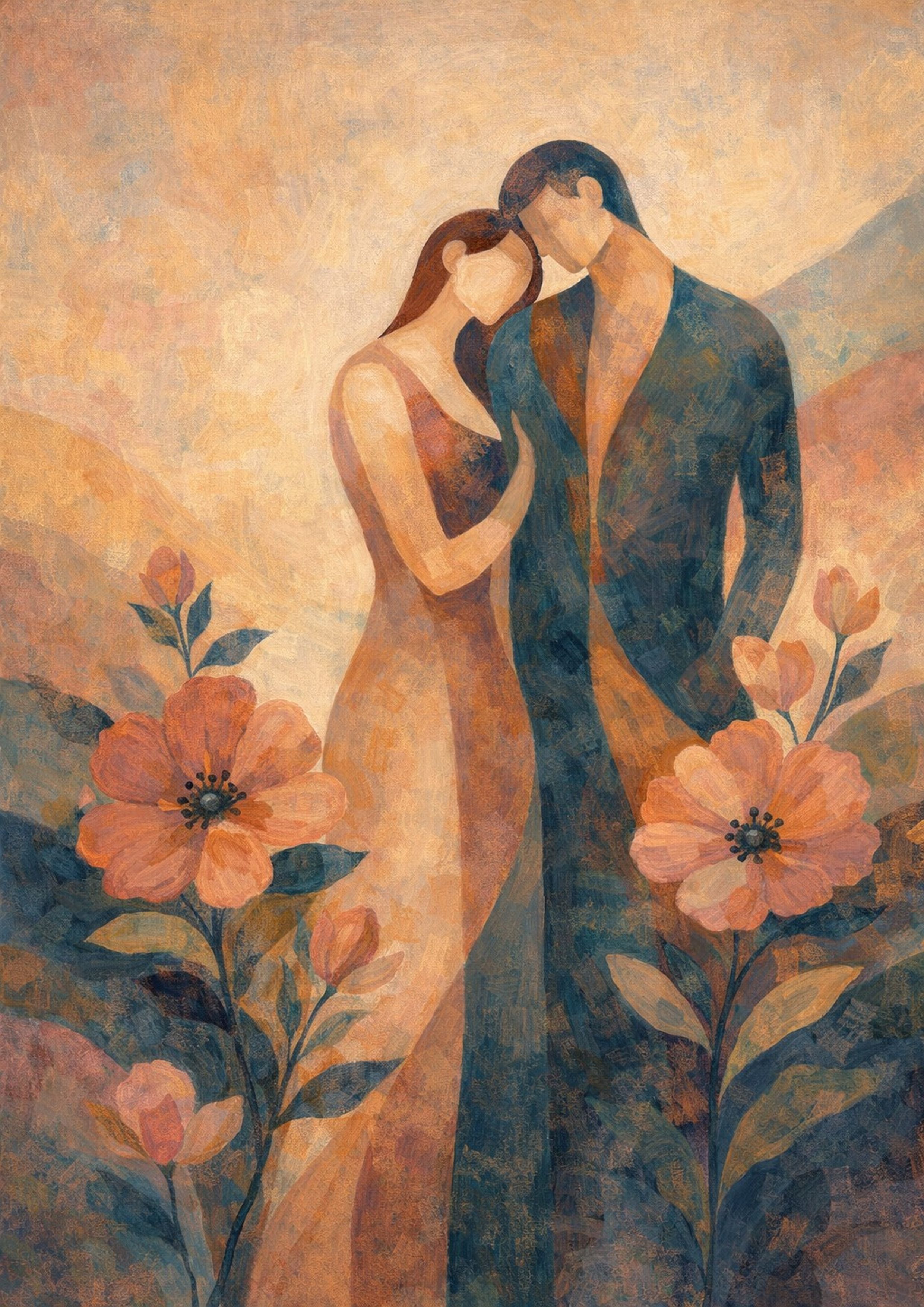 Abstract wedding art print at A4 ratio