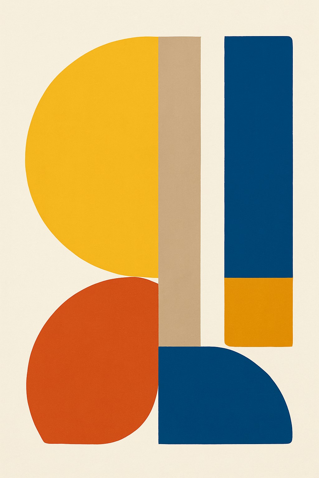 Geometric colorful MCM abstract art print at 2×3 ratio