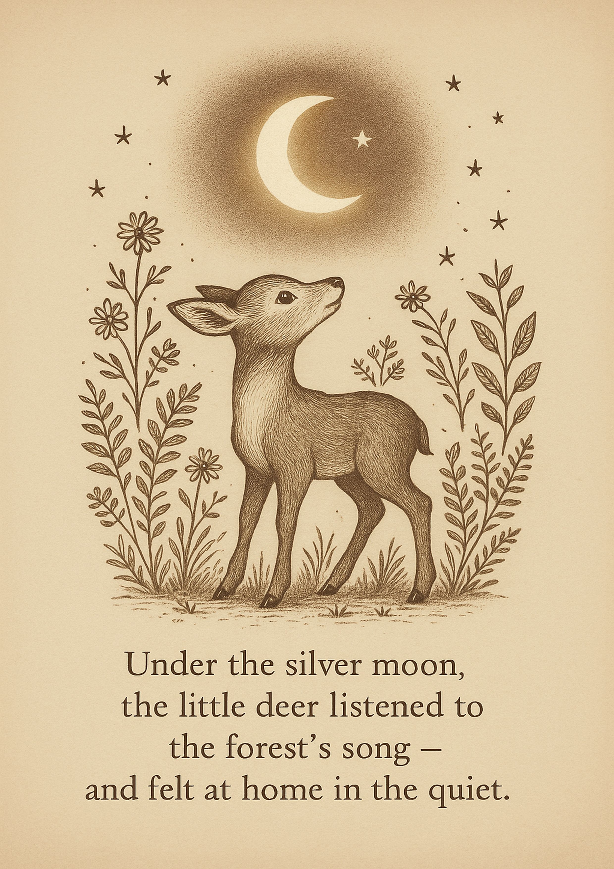 Little deer quote wall art print at A4 ratio