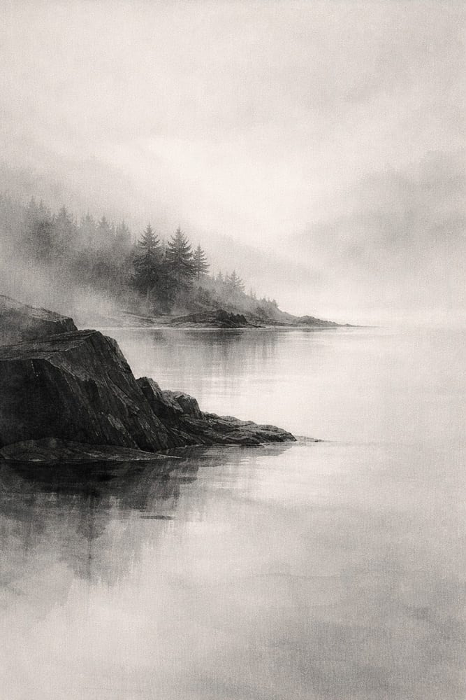 Misty Nordic art exported as a 24×36 print at 7200 × 10800 px, 300 DPI