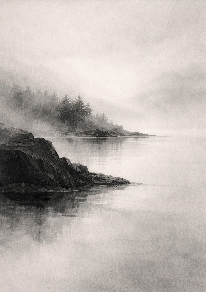 Misty Nordic art exported as a A4 print at 2480 × 3508 px, 300 DPI