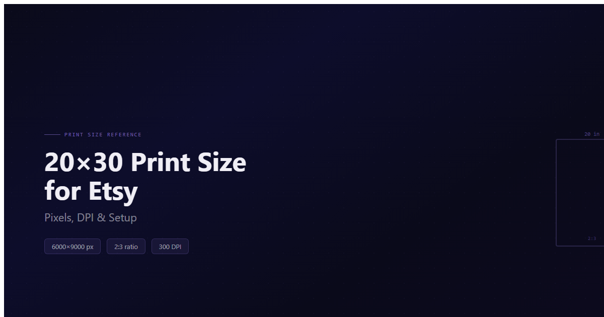 20×30 Print Size for Etsy — Pixels, DPI & Setup | SnapToSize