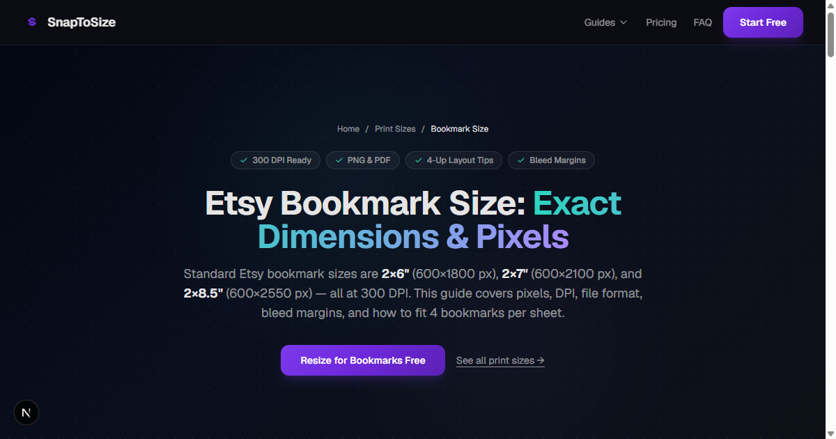 Standard Bookmark Size in Pixels: 600×1800 px (2026) | SnapToSize