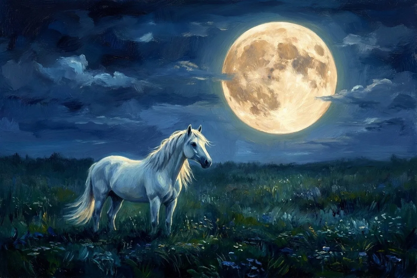 Subject-aware sizing: the moonlit horse painting, 3:2 print, Size Packs
